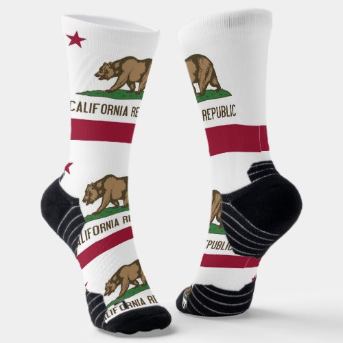 Athletic Crew Sock with flag of California US
