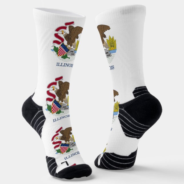 Athletic Crew Sock with flag of Illinois, U.S. (Angled)