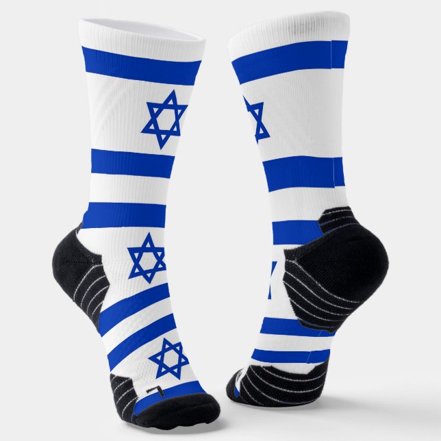 Athletic Crew Sock with flag of Israel (Angled)