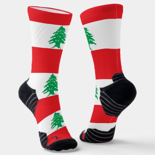 Athletic Crew Sock with flag of Lebanon