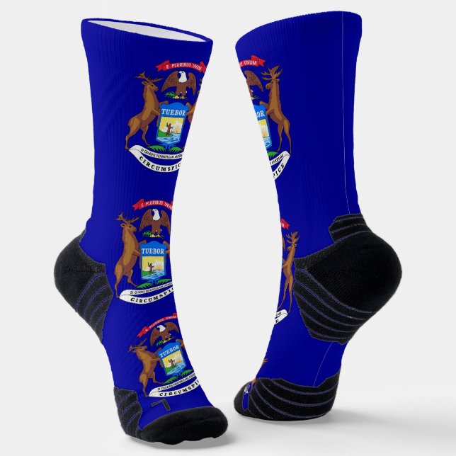Athletic Crew Sock with flag of Michigan (Angled)