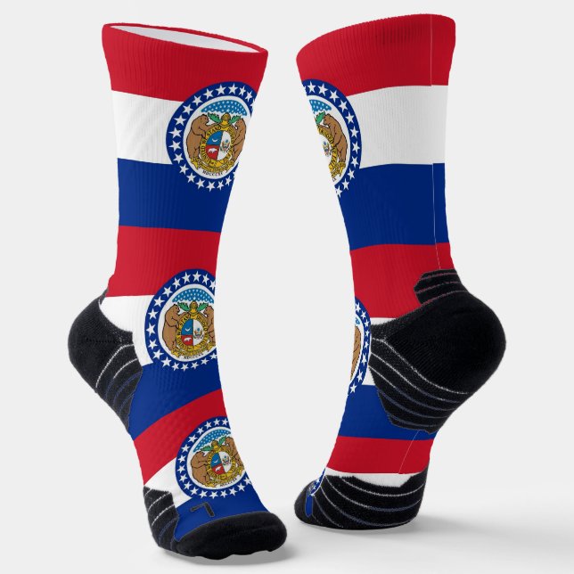 Athletic Crew Sock with flag of Missouri (Angled)