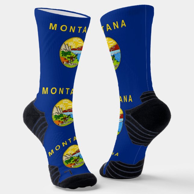 Athletic Crew Sock with flag of Montana (Angled)