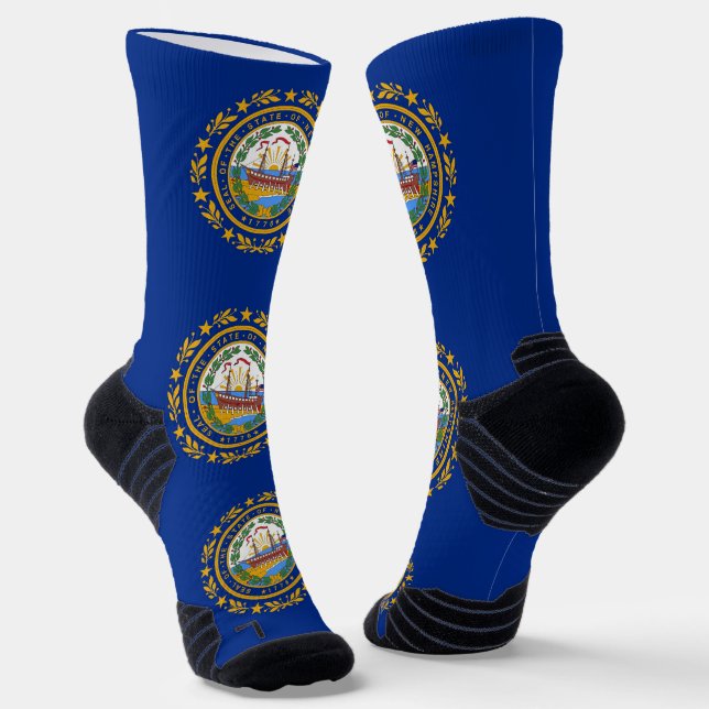 Athletic Crew Sock with flag of New Hampshire (Angled)