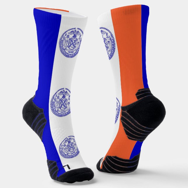 Athletic Crew Sock with flag of New York City (Angled)