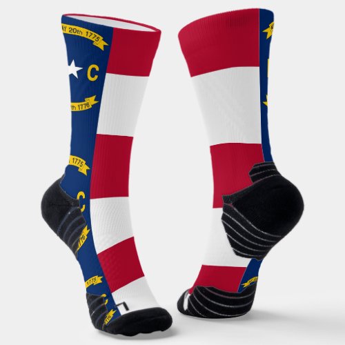 Athletic Crew Sock with flag of North Carolina