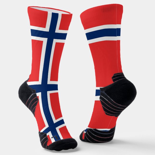 Athletic Crew Sock with flag of Norway (Angled)