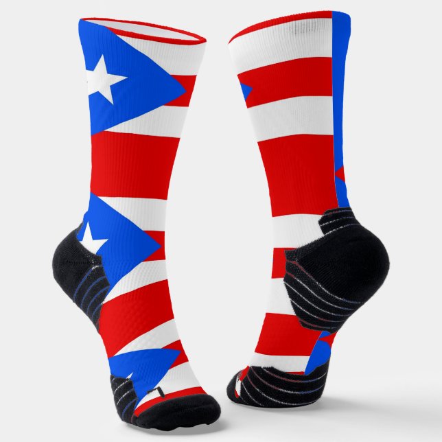 Athletic Crew Sock with flag of Puerto Rico (Angled)