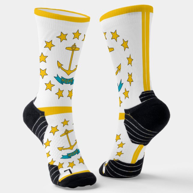 Athletic Crew Sock with flag of Rhode Island (Angled)