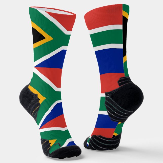 Athletic Crew Sock with flag of South Africa (Angled)