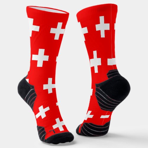 Athletic Crew Sock with flag of Switzerland