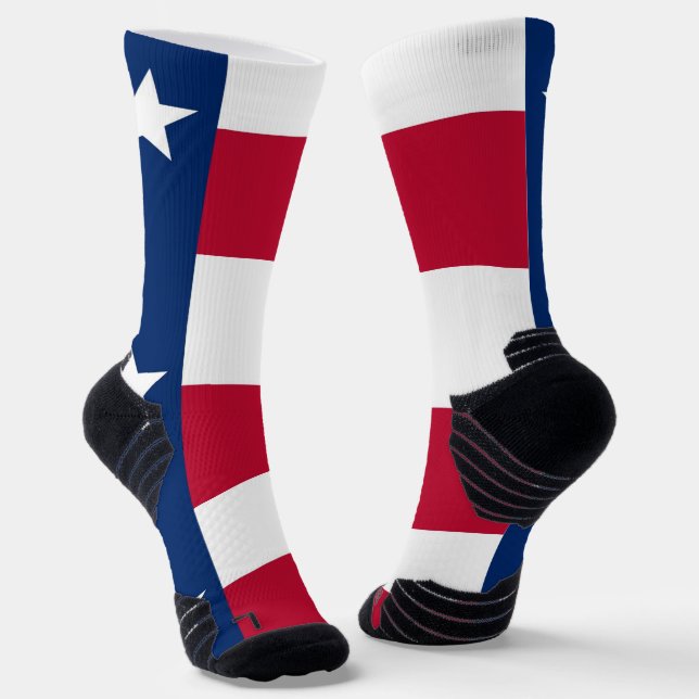 Athletic Crew Sock with flag of Texas, U.S.A. (Angled)