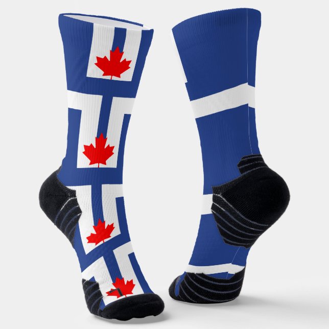 Athletic Crew Sock with flag of Toronto, Canada (Angled)