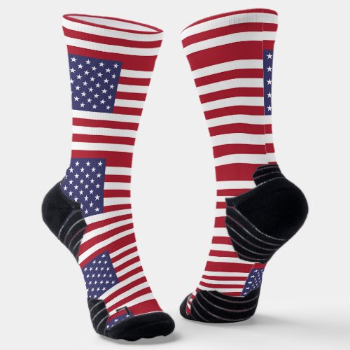 Athletic Crew Sock with flag of US