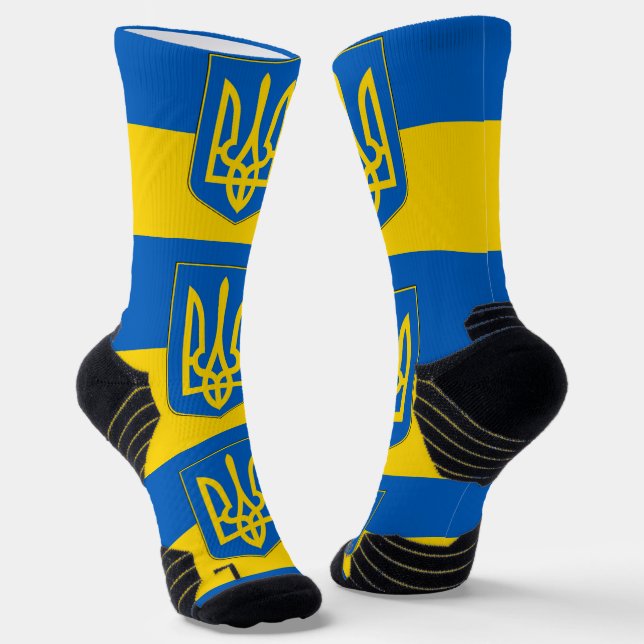 Athletic Crew Sock with flag of Ukraine (Angled)