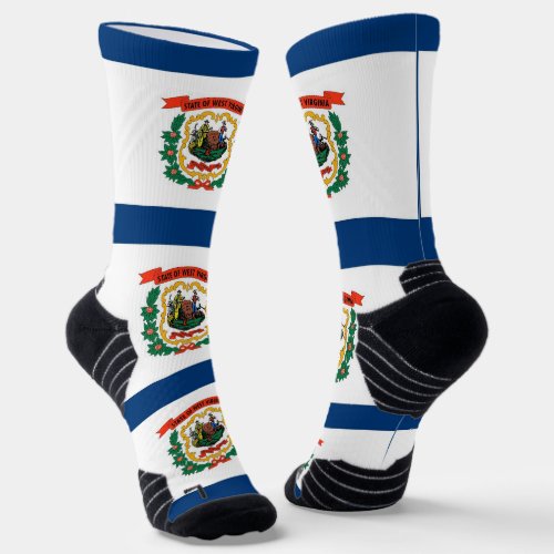 Athletic Crew Sock with flag of West Virginia US
