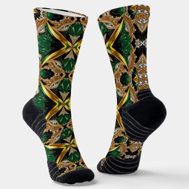 Athletic Crew Sock with Jamaican Colors (Angled)