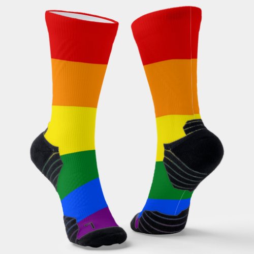 Athletic Crew Sock with Rainbow flag