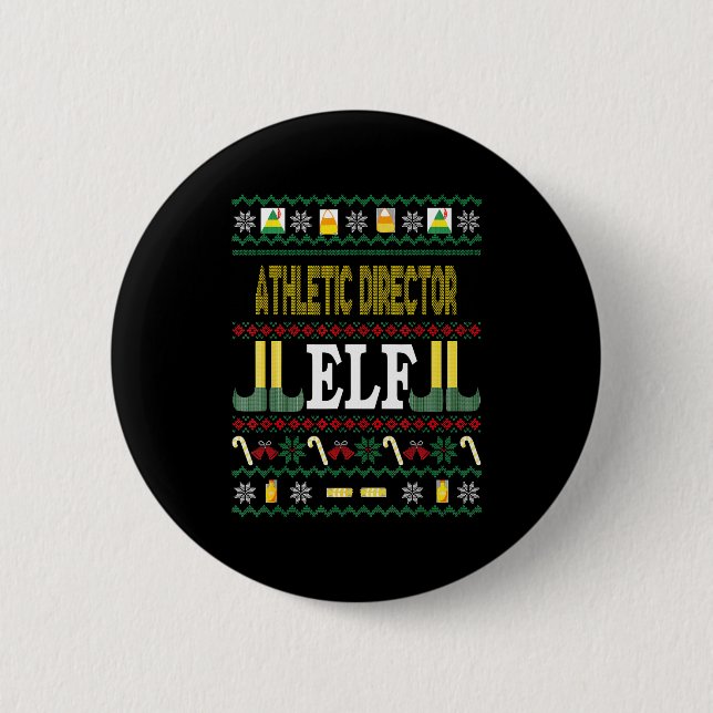 Athletic Director Elf Funny Christmas Gift  Button (Front)