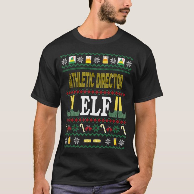 Athletic Director Elf Funny Christmas Gift  T-Shirt (Front)