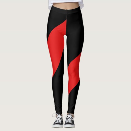 Athletic Dynamic Black and Red Leggings