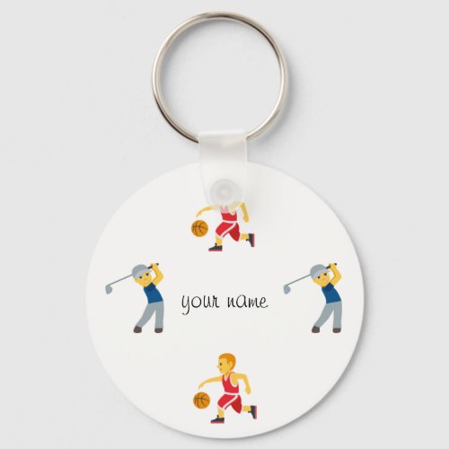 Athletic Emoji and  Your Name Here  Keychain