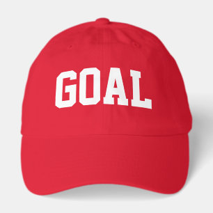 Athletic Fun White GOAL Text Bright Red Background Hat