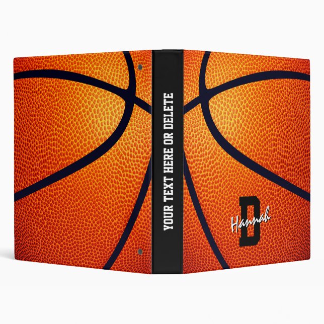 athletic gifts girls boys monogrammed basketball 3 ring binder (Background)
