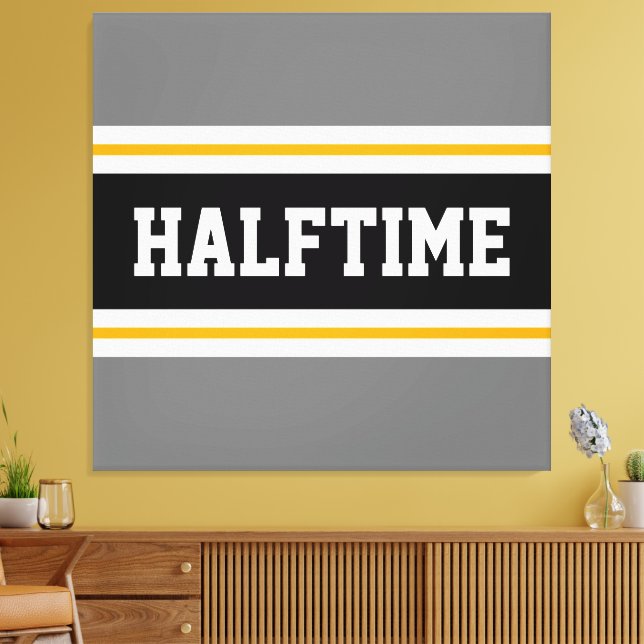  Athletic Gray Black White Orange HALFTIME Stripes Canvas Print (Insitu(LivingRoom))