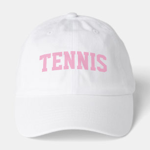 Athletic Light Pink TENNIS Text White Background Hat