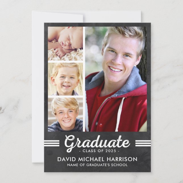 Athletic Multi-Photo Graduation Party Invitation (Front)