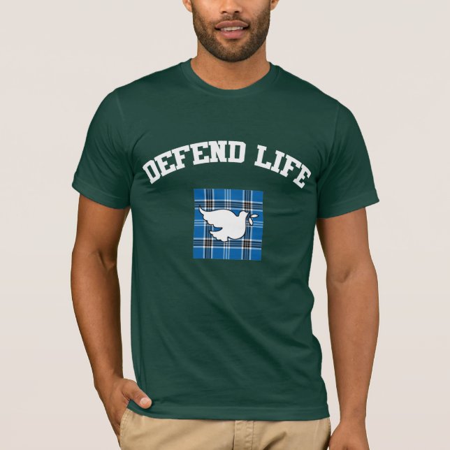 Athletic Plaid. DEFEND LIFE. T-Shirt (Front)