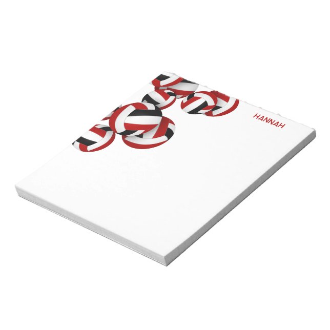 athletic red black team colors volleyballs accent notepad (Rotated)