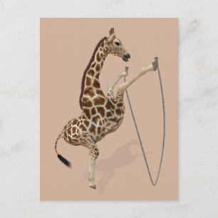 Athletic Rope Jumping Giraffe Postcard