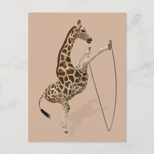 Athletic Rope Jumping Giraffe Postcard (Front)