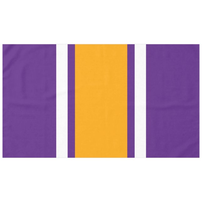 Athletic Royal Purple Orange White Racing Stripes Tablecloth (Front (Horizontal))