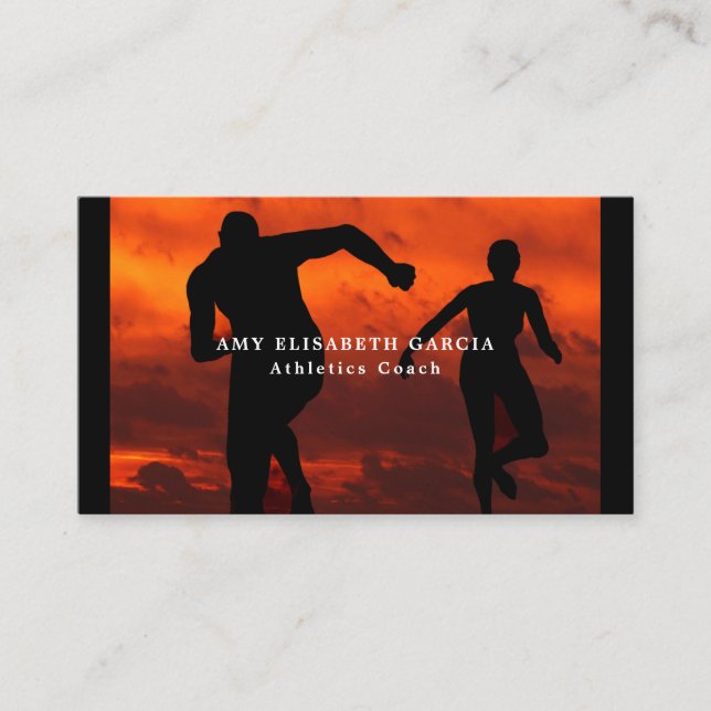 Athletic Silhouettes, Sportsperson, Sports Coach Business Card (Front)