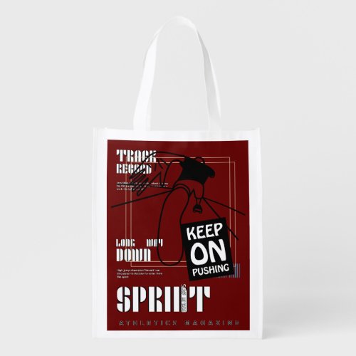 Athletic Sport keep on Pushing   Grocery Bag