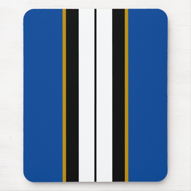 Athletic Sporty Black White Blue Racing Stripes  Mouse Pad (Front)