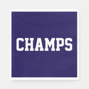 Athletic Sporty Bold Navy Blue CHAMPS White Text Napkins