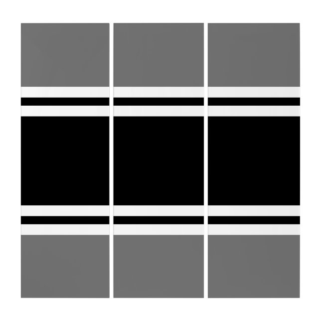 Athletic Sporty Gray Black White Racing Stripes Triptych (Front)