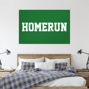 Athletic Sporty White HOMERUN Text On Deep Green Canvas Print