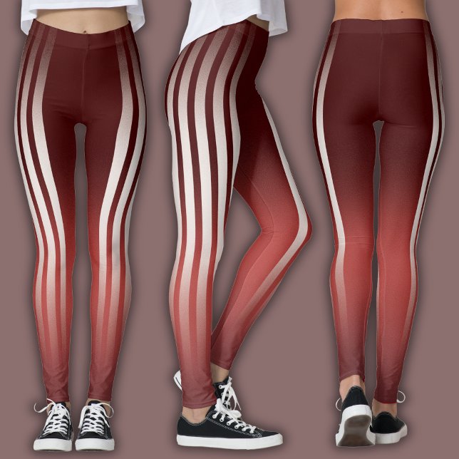 Athletic Stripe | Burgundy Leggings (Creator Uploaded)