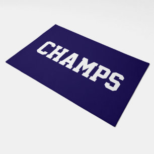 Athletic Team CHAMPS White Text On Bold Deep Navy Doormat