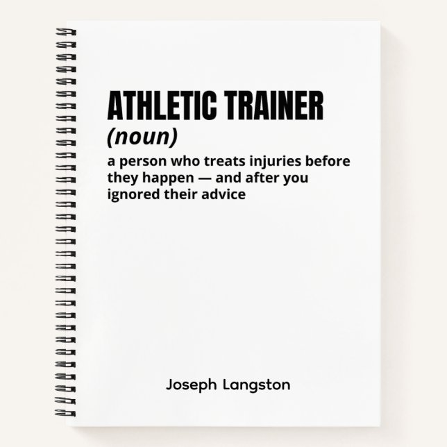 Athletic Trainer Office Humor Definition Notebook (Front)