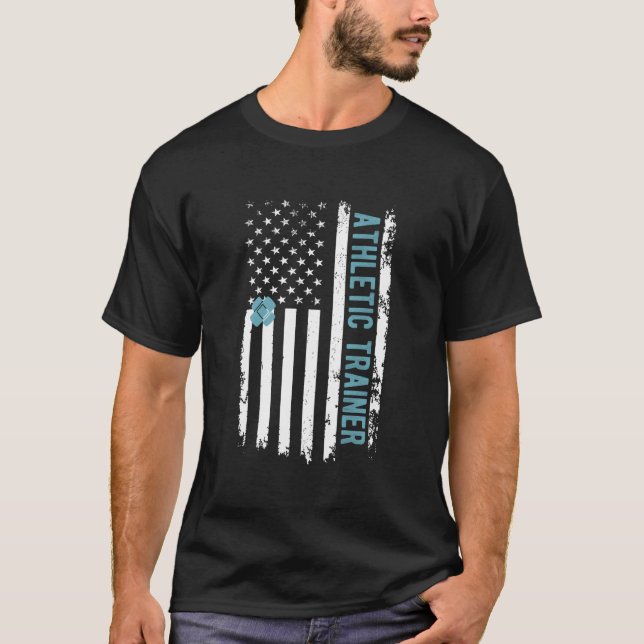 Athletic Trainer Us Flag Athletic Training T-Shirt (Front)