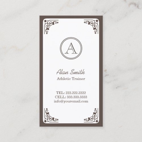 Art Deco Border Athletic Trainer Business Card Templates