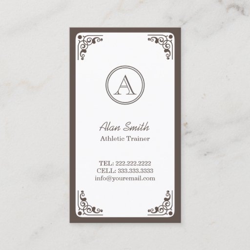 Customizable Art Deco Border Athletic Trainer Business Card Templates