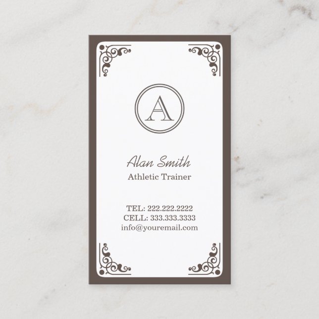 Athletic Trainer Vintage Art Deco Framed  Business Card (Front)