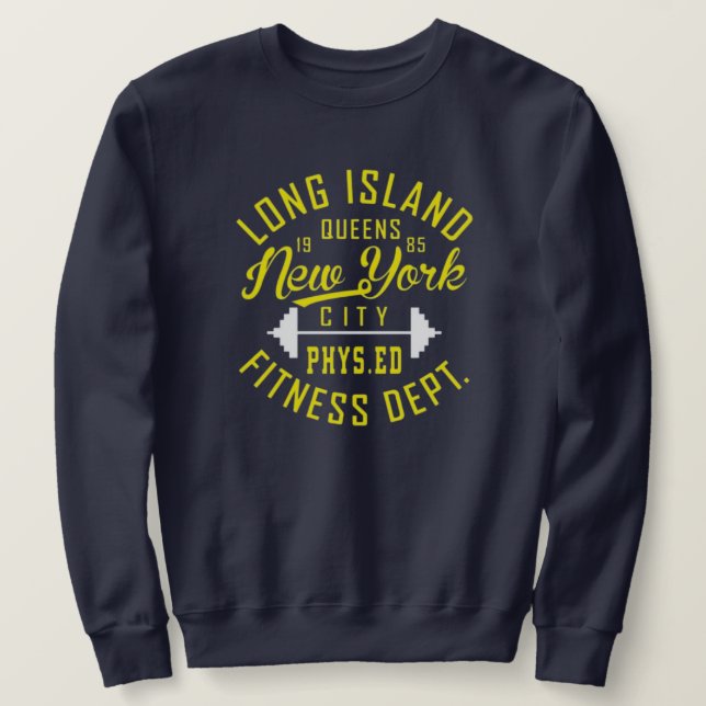 Athletic Varsity Style Long Island New York  Sweatshirt (Design Front)